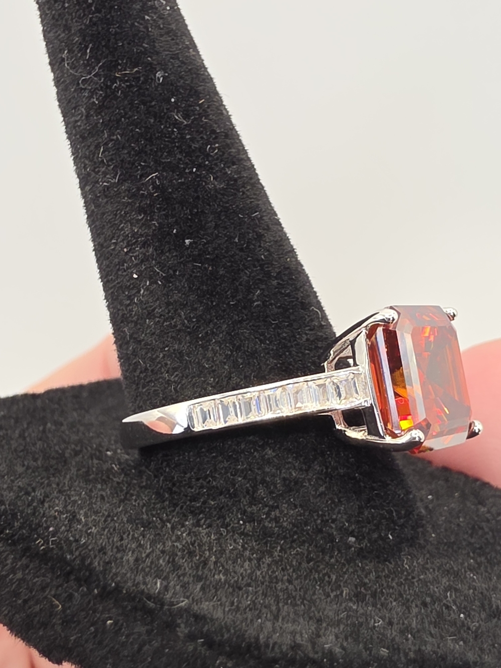5ct Size 9 Deep Amber Color Asscher Cut Moissanite In S925 - Picture 3 of 7